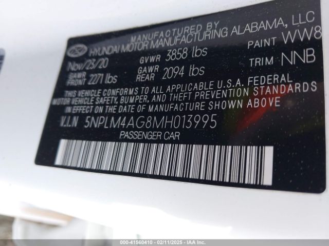5NPLM4AG8MH013995 Hyundai ELANTRA SEL