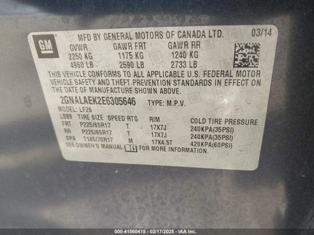 2GNALAEK2E6305646 Chevrolet EQUINOX LS
