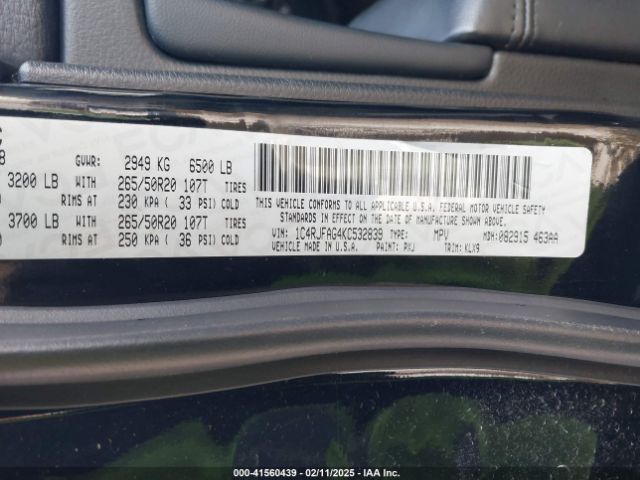 1C4RJFAG4KC532839 Jeep Grand Cherokee Altitude 4x4