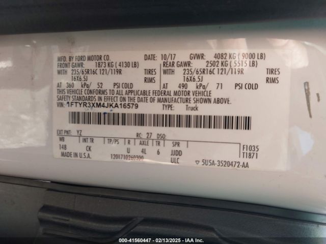 1FTYR3XM4JKA16579 Ford Transit-250