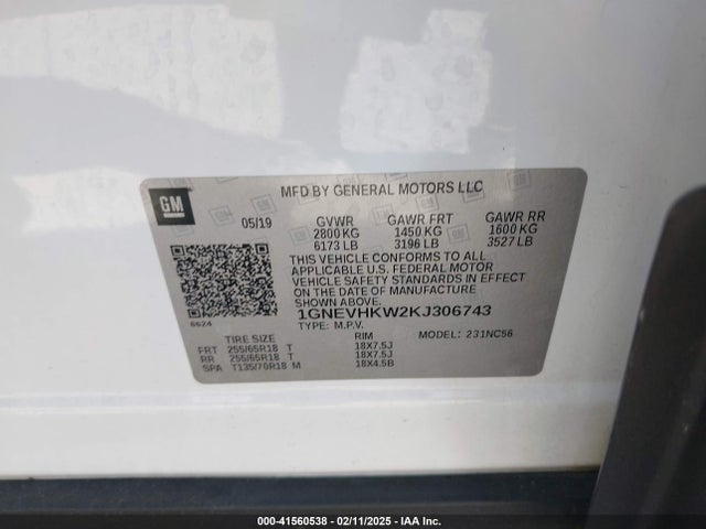 Chevrolet Traverse 3lt 2019 1GNEVHKW2KJ306743 Image 9