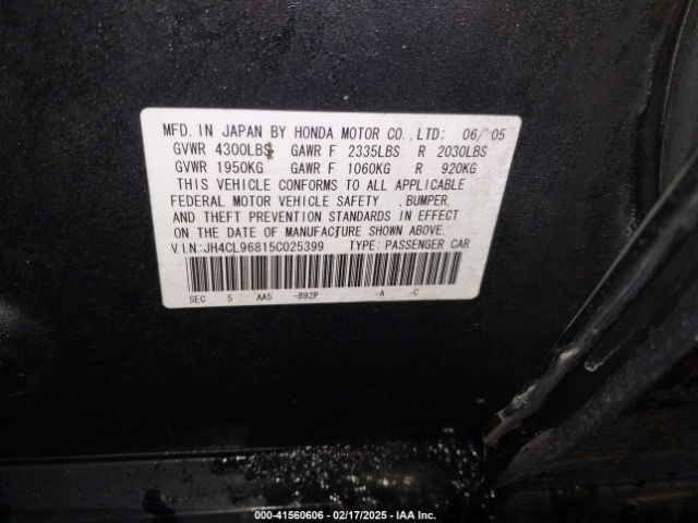2005 ACURA TSX JH4CL96815C025399 Photo 8