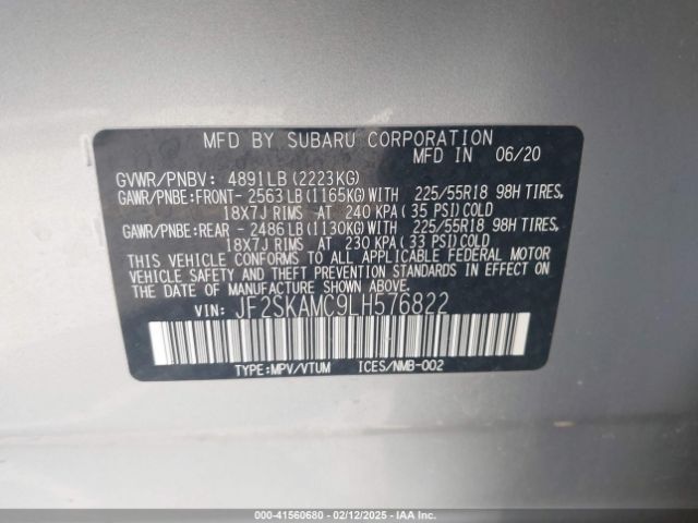 JF2SKAMC9LH576822 Subaru Forester Sport