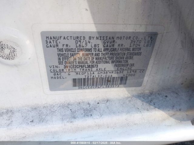 3N1CE2CP6FL383573 Nissan Versa Note S (sr)/s Plus/sl/sr/sv