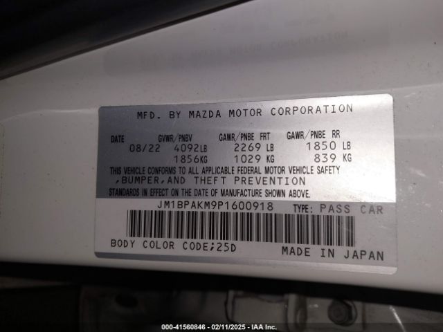JM1BPAKM9P1600918 Mazda Mazda3 2.5 S Select