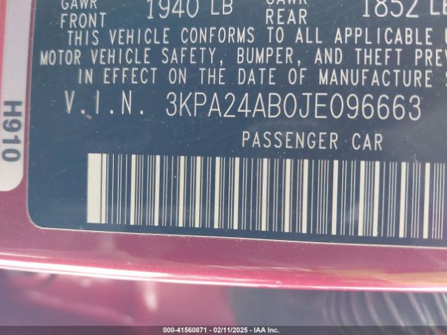 3KPA24AB0JE096663 KIA RIO S