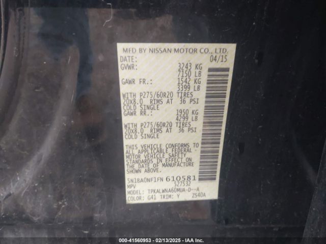 5N1BA0NF1FN610581 Nissan Armada Platinum