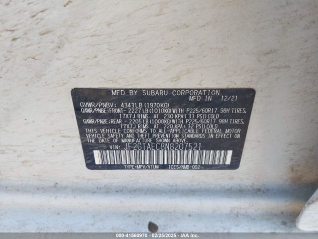 2022 SUBARU CROSSTREK JF2GTAEC8N8207521 Photo 8