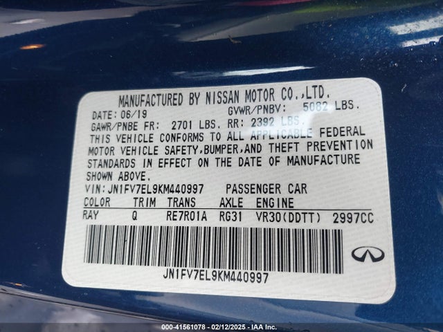 JN1FV7EL9KM440997 Infiniti Q60 3.0t Red Sport 400