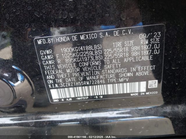3CZRZ1H55RM722846 Honda HR-V