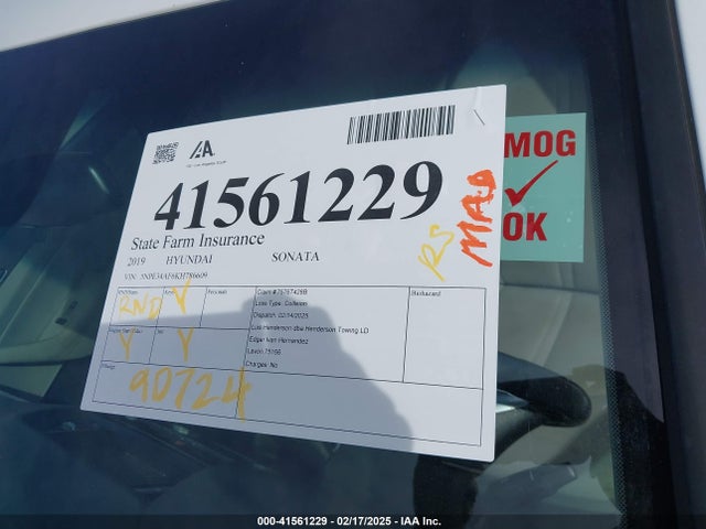 5NPE34AF6KH786609 Hyundai SONATA SEL