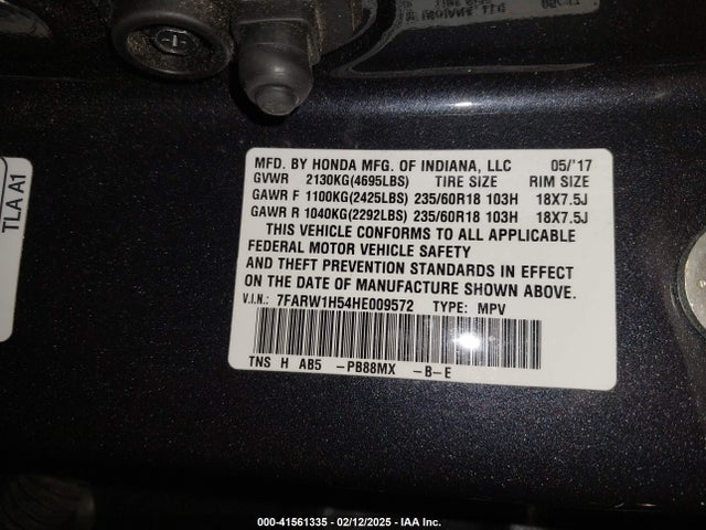 Honda CR-V EX 2017 7FARW1H54HE009572 Image 9