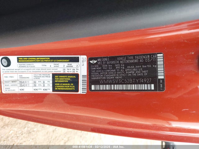 2011 MINI COOPER S WMWSV3C52BTY14927 Photo 8