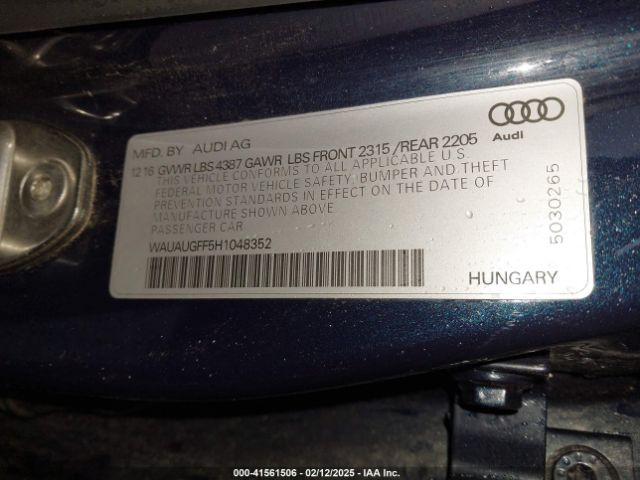 WAUAUGFF5H1048352 Audi A3 2.0t Premium