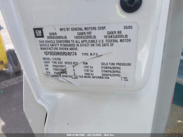 2005 CADILLAC ESCALADE 1GYEC63N95R249174 Photo 8