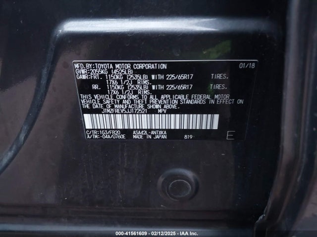 JTMZFREV5JJ172521 Toyota RAV4 LE