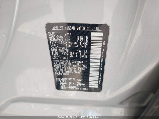 JN8AE2KP7F9120527 Nissan Quest Sl
