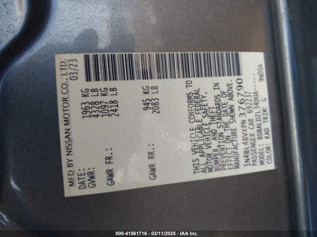 1N4BL4BVXPN376790 Nissan Altima S Fwd