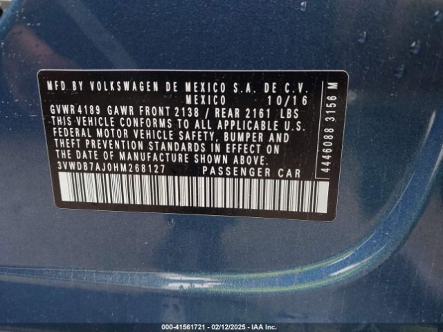 3VWDB7AJ0HM268127 Volkswagen Jetta 1.4t Se