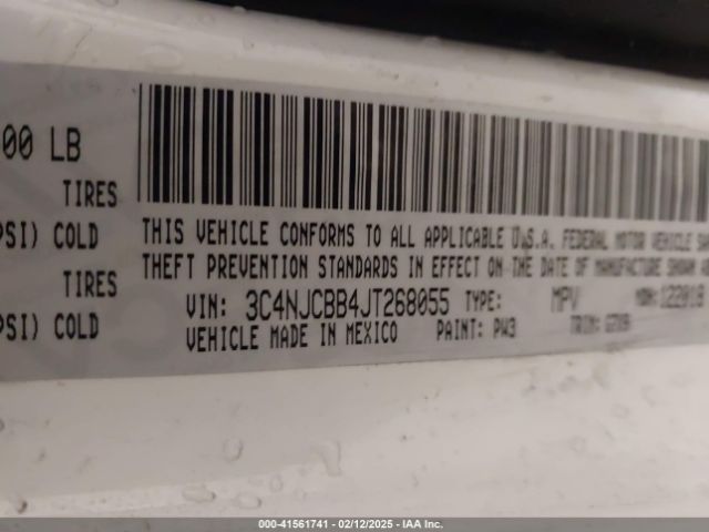 3C4NJCBB4JT268055 Jeep Compass Latitude Fwd