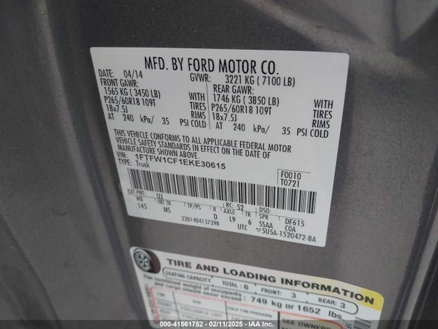 Ford F-150 Xlt 2014 1FTFW1CF1EKE30615 Image 9