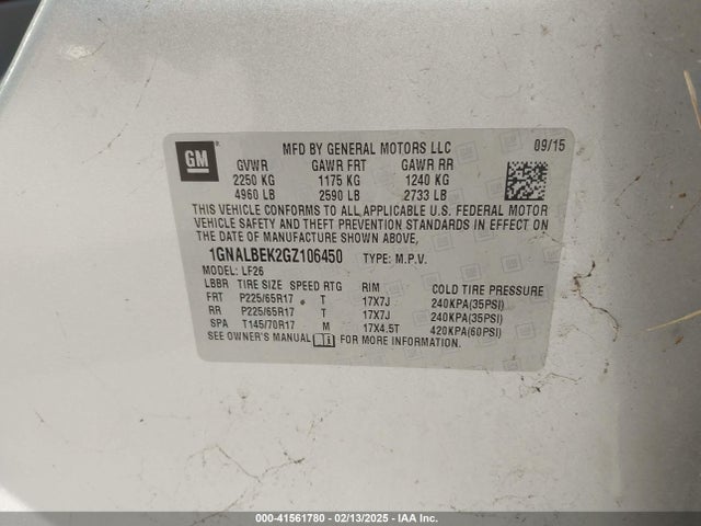 Chevrolet EQUINOX LS 2016 1GNALBEK2GZ106450 Image 9