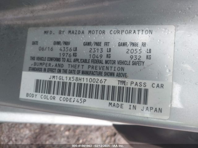 JM1GL1X58H1100267 Mazda Mazda6 Grand Touring