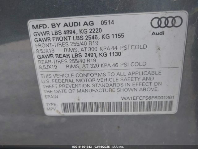 2015 AUDI Q3 WA1EFCFS6FR001361 Photo 8