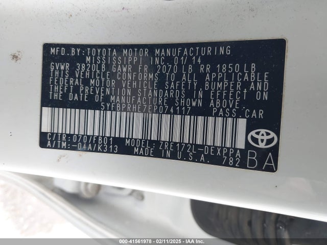 Toyota Corolla Eco/eco Plus/eco Premium 2014 5YFBPRHE7EP074117 Image 9
