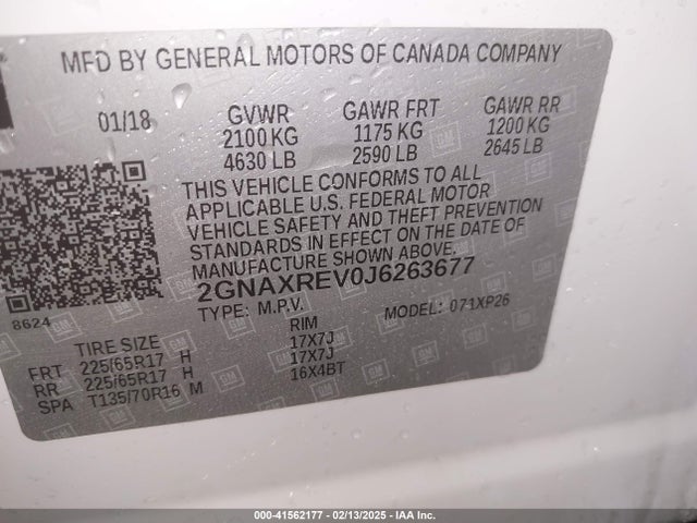 2GNAXREV0J6263677 Chevrolet EQUINOX LS