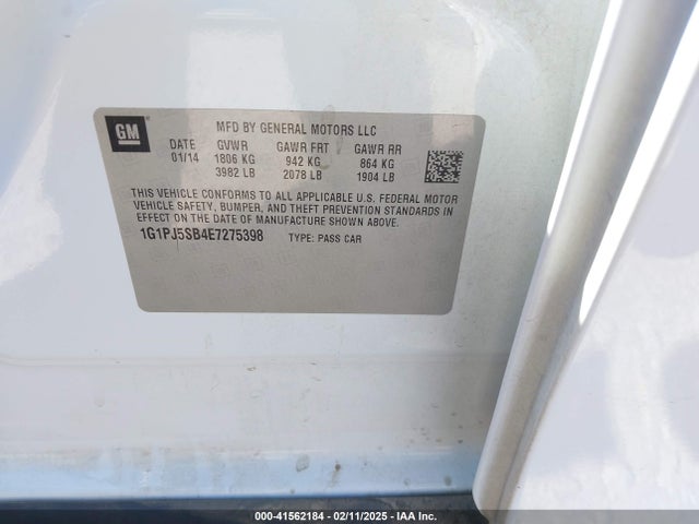 1G1PJ5SB4E7275398 Chevrolet Cruze Eco Manual