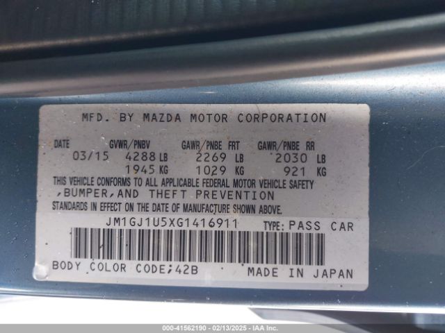 JM1GJ1U5XG1416911 Mazda Mazda6 I Sport