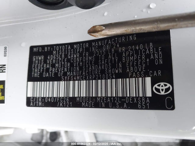 5YFS4MCEXRP210054 Toyota COROLLA SE