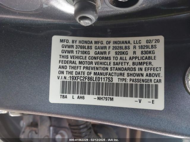 19XFC2F86LE011753 Honda Civic Sport