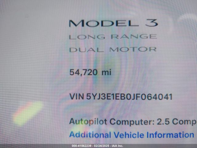 5YJ3E1EB0JF064041 Tesla Model 3 Long Range/performance