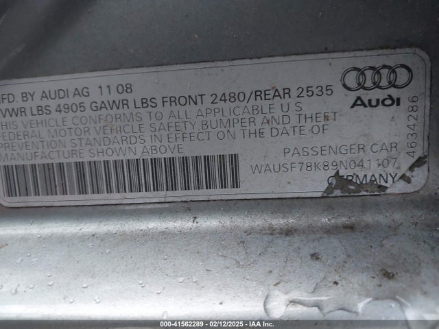 2009 AUDI A4 WAUSF78K89N041107 Photo 8
