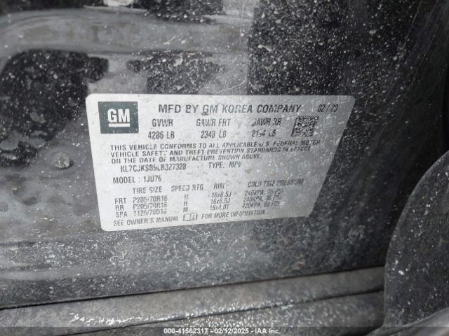 KL7CJKSB9LB327328 Chevrolet Trax Fwd Ls