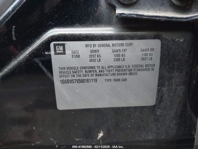 2008 CADILLAC CTS 1G6DV57V580161119 Photo 8