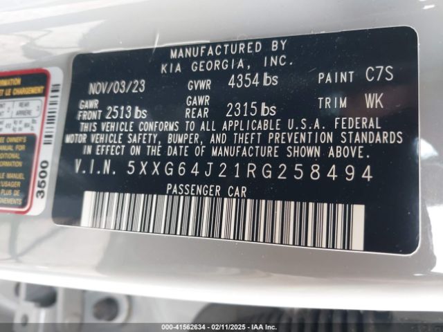 5XXG64J21RG258494 KIA K5 Gt-line