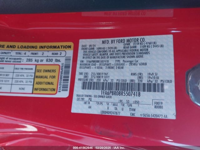 1FA6P8R08R5507418 Ford Mustang Dark Horse Fastback