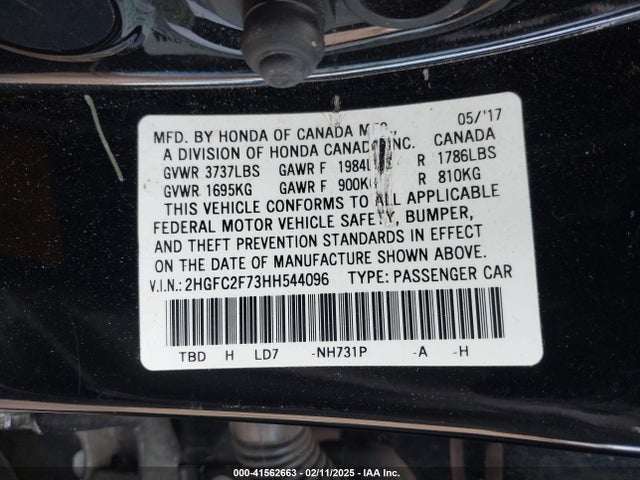 Honda CIVIC EX 2017 2HGFC2F73HH544096 Image 9