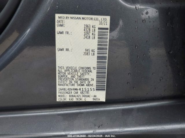 1N4BL4DV4MN415155 Nissan Altima Sv Fwd