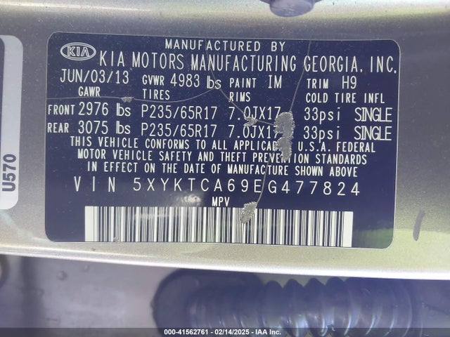 5XYKTCA69EG477824 KIA SORENTO LX