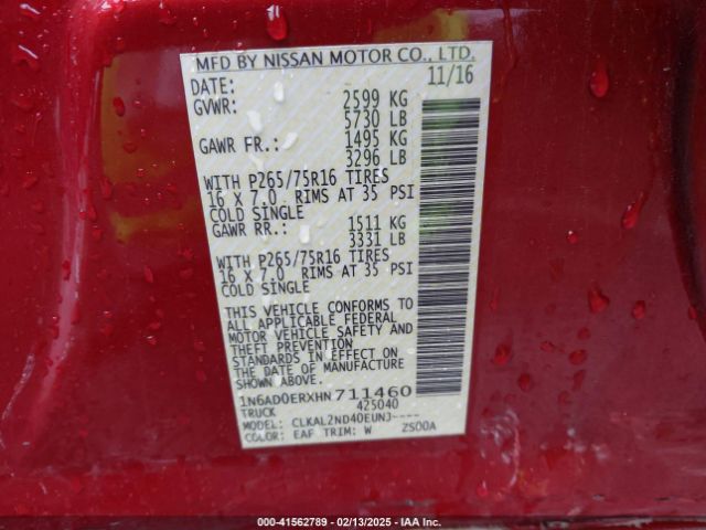 1N6AD0ERXHN711460 Nissan Frontier Desert Runner