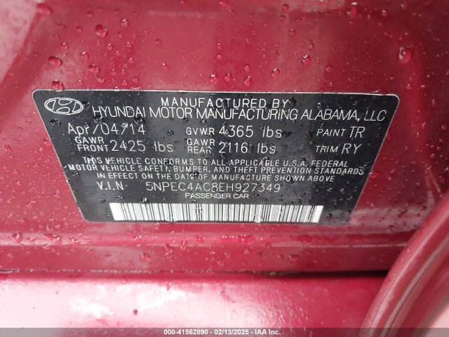 Hyundai SONATA SE 2014 5NPEC4AC8EH927349 Image 9