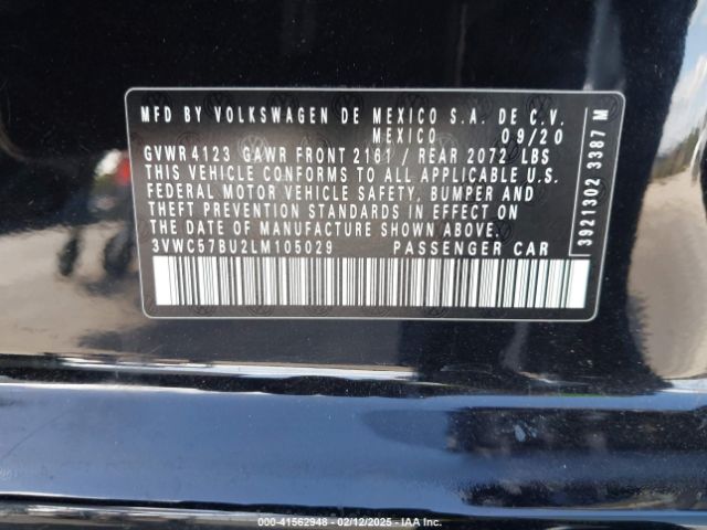 3VWC57BU2LM105029 Volkswagen Jetta 1.4t R-line/1.4t S/1.4t Se