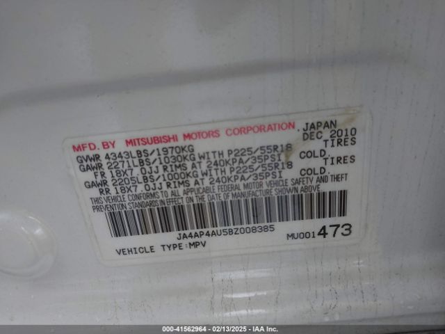 2011 MITSUBISHI OUTLANDER SPORT JA4AP4AU5BZ008385 Photo 8