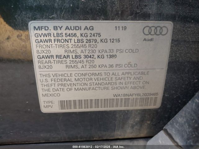 WA1BNAFY6L2039465 Audi Q5 Premium Plus 45 Tfsi Quattro S Tronic