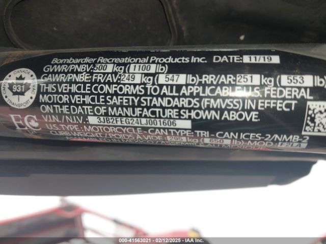 2020 CAN-AM RYKER 3JB2FEG24LJ001606 Photo 9