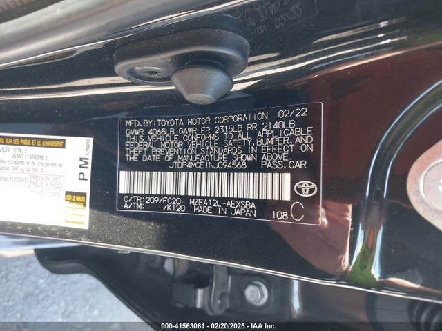 JTDP4MCE1NJ094568 Toyota COROLLA SE